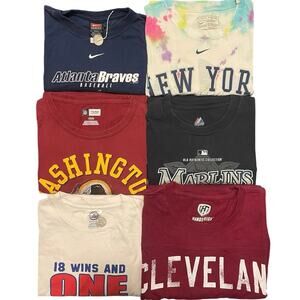 Sports 6 Shirt Bundle- Cavaliers, Giants, Redskins, Marlins, Yankees, Braves